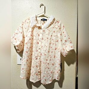 Alice Blue Cream and Red Floral Blouse
